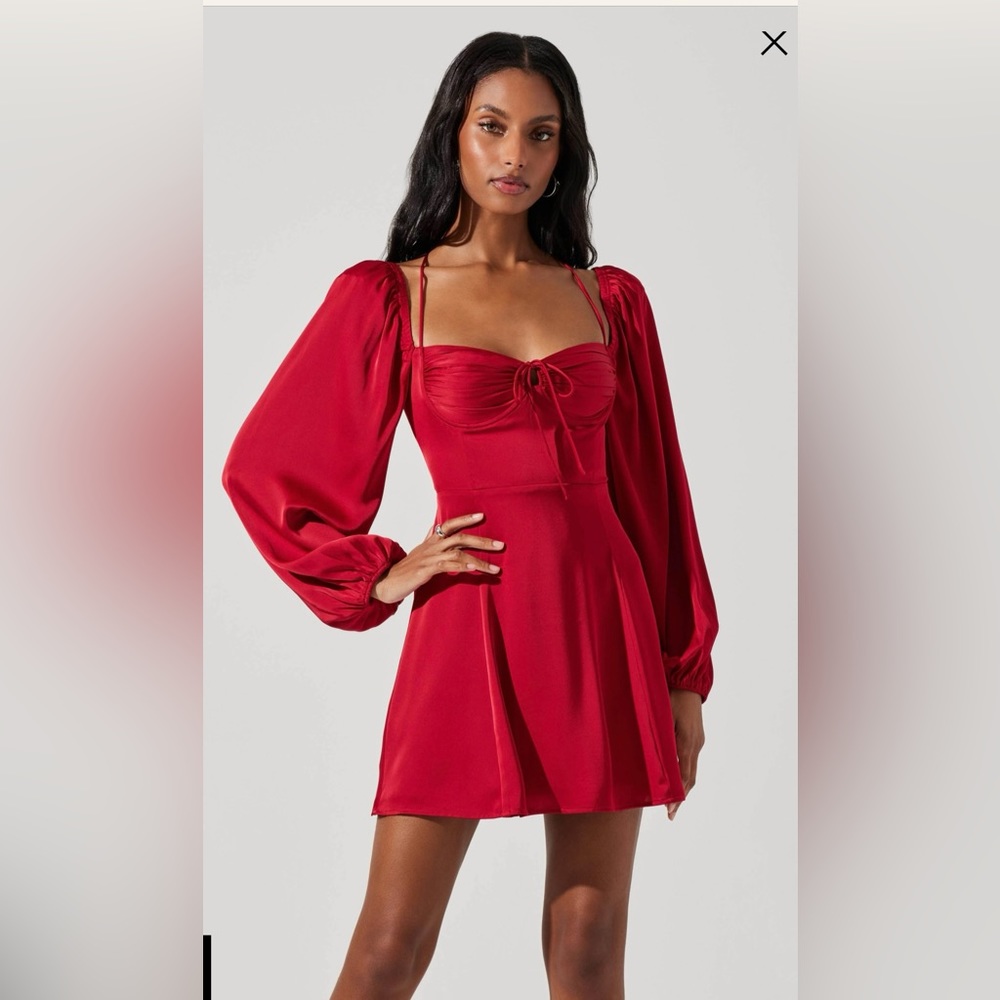 Astr Red Long-Sleeve Mini Dress